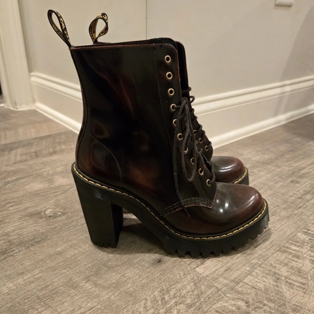 Dr. Martens Women's Lace-Up Chunky Heel Boots - Dark Brown